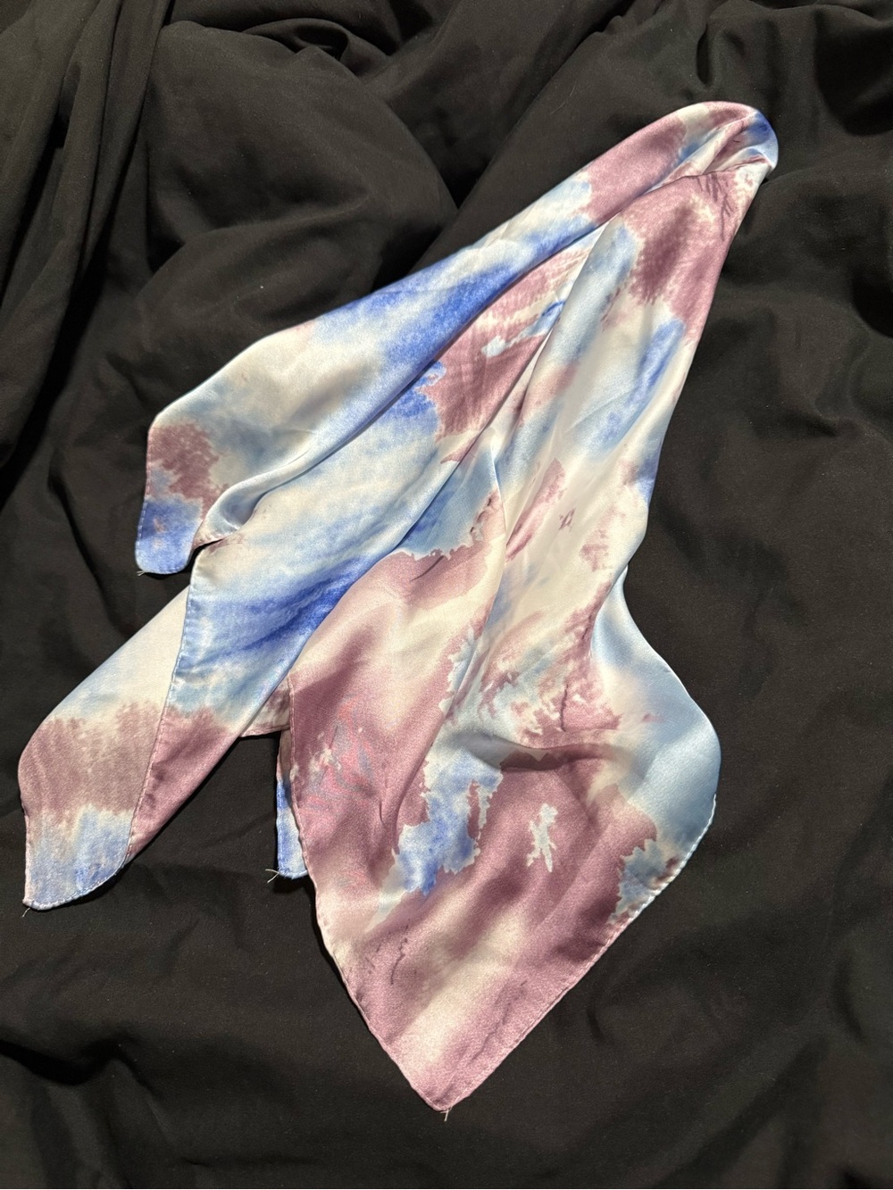 Silky Tie-Dye Scarf in Lavender and Sky Blue - Unbranded